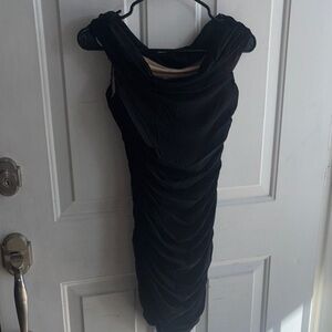Chic Black Ruched Mini Dress